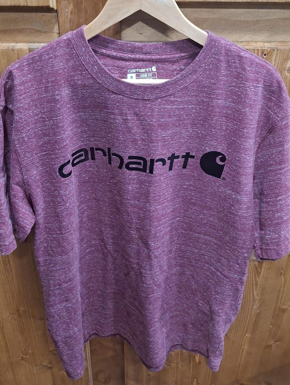 Carhartt Mens Medium Loose Fit Plum Logo Tee - Pink Purple